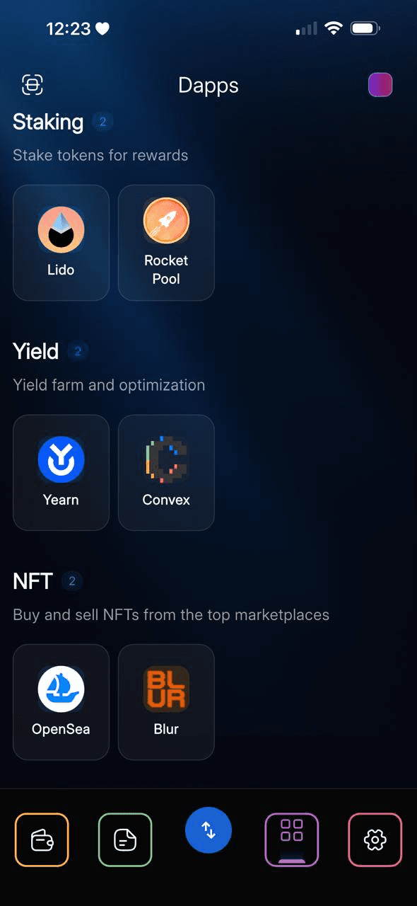 DApp connection and transaction signing